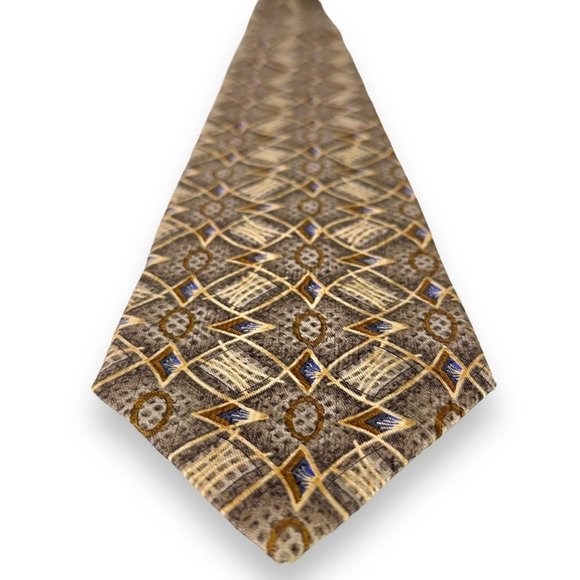 Robert Talbott BOC Men's Tie Size 4 x 58.5 Brown Gold Blue 100% Silk Jacobson's - Picture 3 of 11